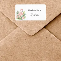 Pink flamingo return address  label