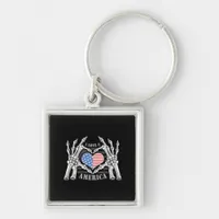 America Skull Skeleton Hand Artwork Editable Layer Keychain