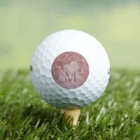 Luxury Rose Gold Dripping Glitter Monogram Golf Balls