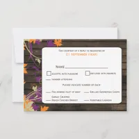 Barn wood Rustic plum leaves fall wedding RSVP