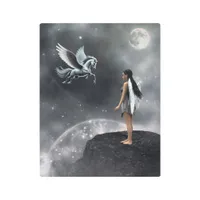 Pretty Winged Fairy and Flying Horse Metal Print