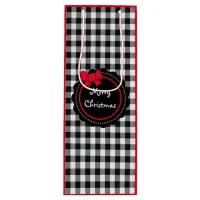 Buffalo Plaid Red Bow Merry Christmas  Wine Gift Bag