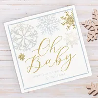 Oh Baby Blue Snowflake Shower Napkins