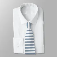 Dusty Blue White Stripes Pattern Classy Elegant Neck Tie