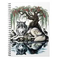 Serene Wolf Family Oasis in Idyllic Nature Notebook