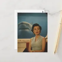 Surreal Woman and the Shark Watch Postcard