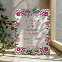 Mexican Colorful Floral Botanical Modern Wedding Invitation