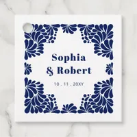 Mexican Navy Blue Talavera Wedding Favor Tags