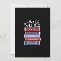 Let's Get Lit - Vintage Horror Book Lover Bookworm Holiday Card