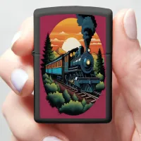 Steam Engine Sunset Journey Zippo Lighter