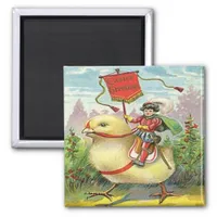 Vintage Easter Riding a Giant Baby Chick, ZSSG Magnet