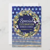 Watercolor Stars & Stripes Dinner & Dance Invite