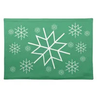 Placemat - Random Snowflakes on Green