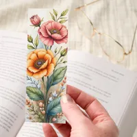 Watercolor Style Pink Yellow Flowers Two-sided Bookmarks