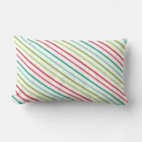 Colorful Holiday Stripe Christmas Pillow