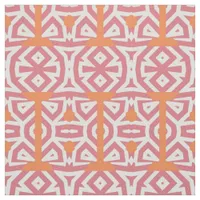 Tribal Ethnic Orange Pink Geometric Pattern Fabric