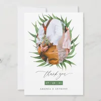 Woodland Forest Greenery Wedding Photo Collage Thank You Card