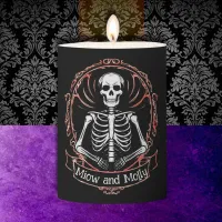 Goth black Skeleton Halloween Gothic gift Pillar Candle