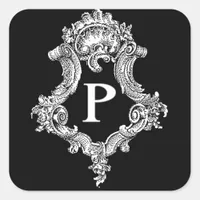 P Monogram Initial Square Sticker