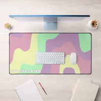 Pastel Purple Green Abstract Lines Pattern Slogan Desk Mat