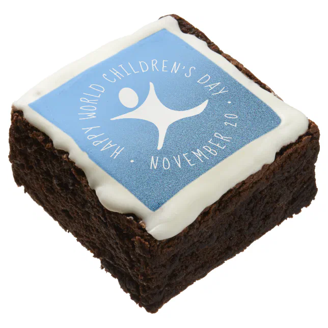 Happy World Children's Day Blue Glitter Brownie