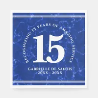 Elegant Blue Marble 15 Years Work Anniversary Napkins