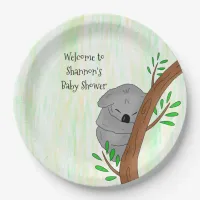 Personalized Sleepy Koala Bear Themed Baby Shower Paper Plates