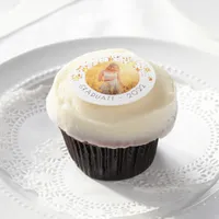 Graduation party white gold stars photo round edible frosting rounds