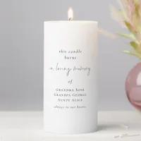 Simple In Loving Memory Names Script Wedding Pillar Candle