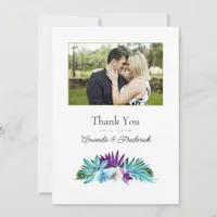 Tropical Orchid Wedding Photo Thank You Card