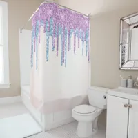 *~* Blush Pink OMBRE Drip Dripping GLITTER   AP7  Shower Curtain