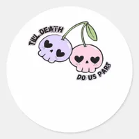 Till Death Do Us Part - Cute Goth Skull Design Cla Classic Round Sticker