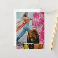 surreal collage She Chose The Bear  Postcard