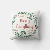 Holly Berry Pine Wreath Merry Everything Photo Throw Pillow