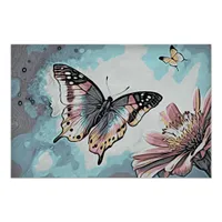 *~* Butterfly White Flower Watercolor AP52 Poster