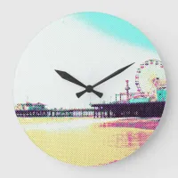 Prismatic Dots Santa Monica Pier Large Clock