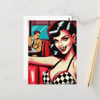 Sexy Vampire at the Retro Diner Postcard