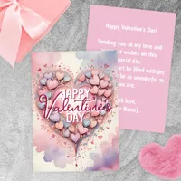 Pastel Whimsical Watercolor Heart Valentine's Day Card