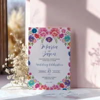 Mexican Colorful Floral Botanical Fiesta Wedding Invitation