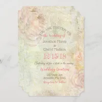 Delicate Pink and Beige Floral Wedding Invitation