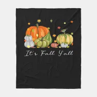 It’s Fall Y’all Halloween Pumpkin Autumn Leaves Th Fleece Blanket