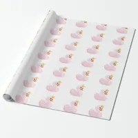 Pink cute princess swan white birthday girl wrapping paper