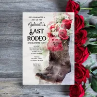 Roses Cowboy Boots Last Rodeo Bachelorette Party Invitation