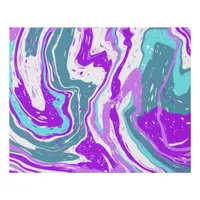 Purple, Teal, Turquoise Marble Fluid Art Faux Canvas Print