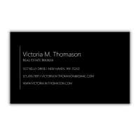 Simple Minimal Black Real Estate Professional  Business Card