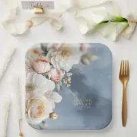 Floral Drama Wedding Blue ID1022 Paper Plates