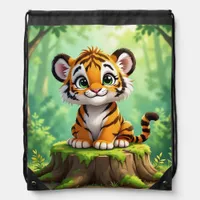 Baby Tiger | Cute Cartoon Kid's Nursery Art Drawstring Bag