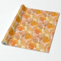 Mustard and Ginger Tropical Palm Leaf Pattern Wrapping Paper