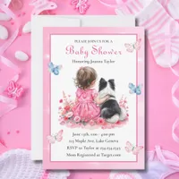 A Baby Girl and her Dog  Baby Shower  Invitation
