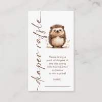 Hedgehog Rotated Script Diaper Raffle Baby Shower Enclosure Card